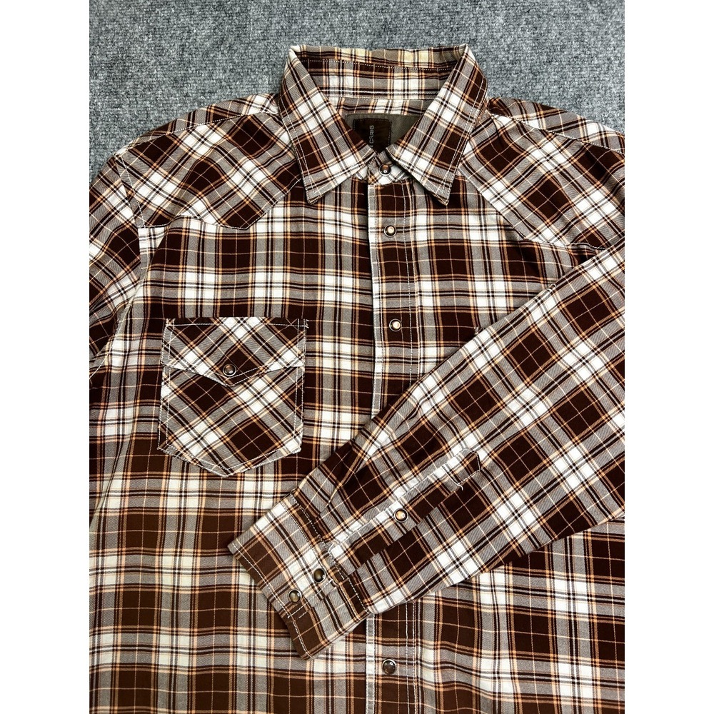 Jordan Craig 100% cotton Shirt Men's Large Brown Plaid Long Sleeve‎ Button Down